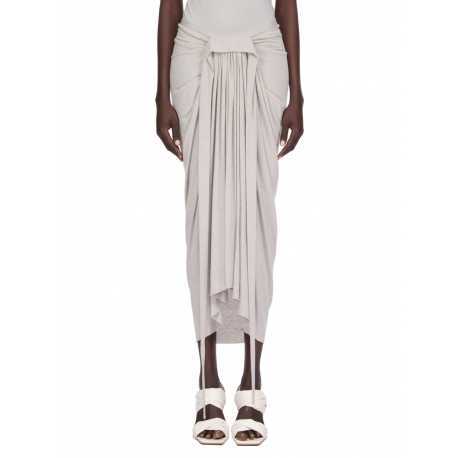 Jupe longue drapée avant gris Pearl Knee Draped Skirt RP02E 4384 JR 08 Rick Owens Femme mode women fashion créateur 