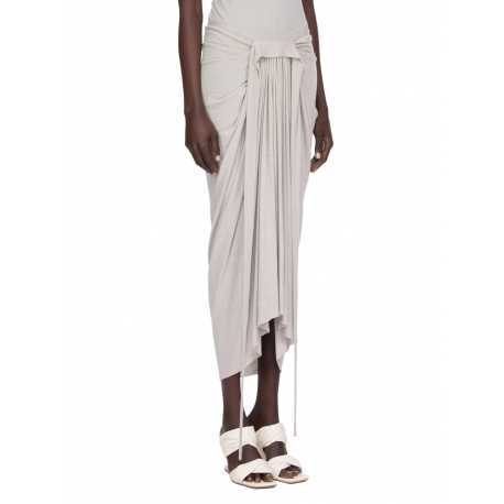 Jupe longue drapée avant gris Pearl Knee Draped Skirt RP02E 4384 JR 08 Rick Owens Femme mode women fashion créateur 