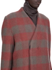  Manteau carreaux bois de rose dust col v Museum RP02E 4902 WJP 13P Rick Owens femme boutique Strasbourg avant garde mode