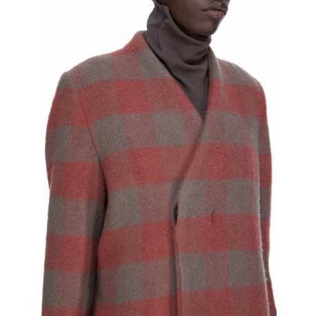  Manteau carreaux bois de rose dust col v Museum RP02E 4902 WJP 13P Rick Owens femme boutique Strasbourg avant garde mode