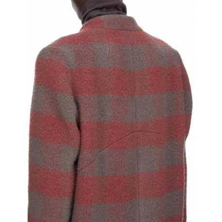  Manteau carreaux bois de rose dust col v Museum RP02E 4902 WJP 13P Rick Owens femme boutique Strasbourg avant garde mode