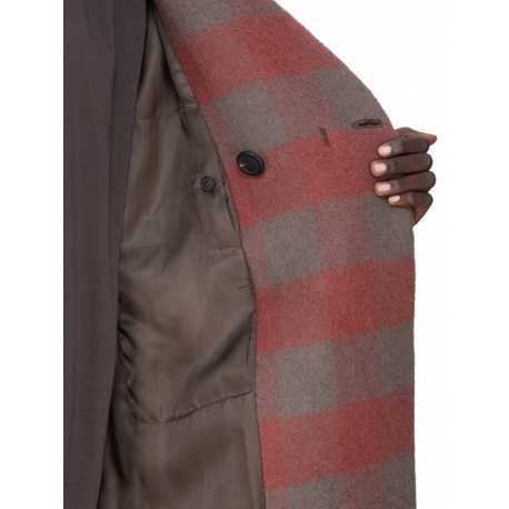  Manteau carreaux bois de rose dust col v Museum RP02E 4902 WJP 13P Rick Owens femme boutique Strasbourg avant garde mode