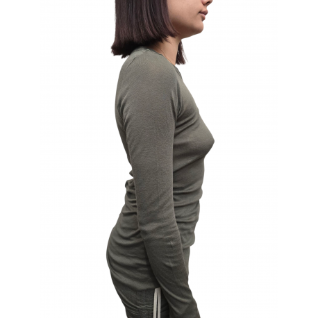 T-shirt manches longues coton vert Bosco Rib Lst Rick Owens Femme RP02E 4202 MR 25 fashion mode créateur Strasbourg