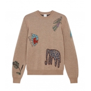 Pull col rond animaux brodés camel Paul Smith Homme M1R 551Z T02836 64 boutique Strasbourg vêtement fashion mode