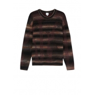 Pull rayé patch fleurs choco noir Paul Smith Homme M1R 555Z T02837 53 boutique Strasbourg vêtement fashion mode