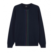 Pull fin navy rayures multi col rond Paul Smith homme M2R 491Z T22513 49 boutique Strasbourg vêtement fashion mode