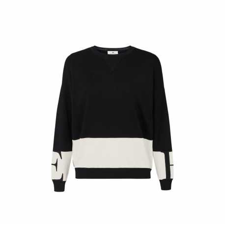 Maille sweat noir bande blanc Elisabetta Franchi Femme MK01S EF3 Strasbourg Boutique Online Mode Créateur 