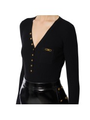 Pull v boutons noir Elisabetta Franchi Femme MK12B EA4 110 Strasbourg Boutique Online Mode Créateur 