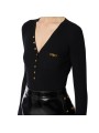 Pull v boutons noir Elisabetta Franchi Femme MK12B EA4 110 Strasbourg Boutique Online Mode Créateur 