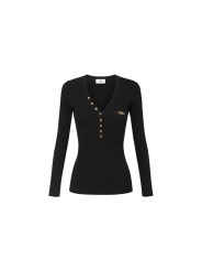 Pull v boutons noir Elisabetta Franchi Femme MK12B EA4 110 Strasbourg Boutique Online Mode Créateur 