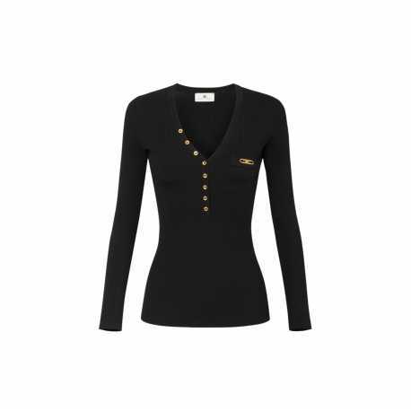Pull v boutons noir Elisabetta Franchi Femme MK12B EA4 110 Strasbourg Boutique Online Mode Créateur 