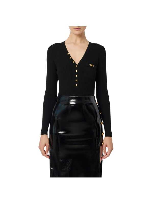 Pull v boutons noir Elisabetta Franchi Femme MK12B EA4 110 Strasbourg Boutique Online Mode Créateur 
