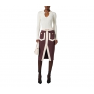 Polo col bijoux milk rayé uni Elisabetta Franchi Femme MK09B DZ9 Strasbourg Boutique Online Mode Créateur 