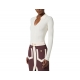 Polo col bijoux milk rayé uni Elisabetta Franchi Femme MK09B DZ9 Strasbourg Boutique Online Mode Créateur 