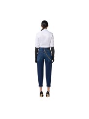 Jeans large brut délavé chaines bijoux Elisabetta Franchi Femme PJ14D 104 Strasbourg Boutique Online Mode Créateur 
