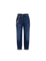 Jeans large brut délavé chaines bijoux Elisabetta Franchi Femme PJ14D 104 Strasbourg Boutique Online Mode Créateur 