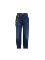 Jeans large brut délavé chaines bijoux Elisabetta Franchi Femme PJ14D 104 Strasbourg Boutique Online Mode Créateur 