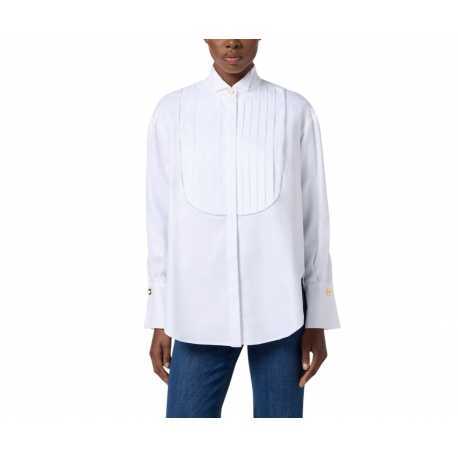 Chemise coton plastron blanc col cassé Elisabetta Franchi Femme CA110 100 Strasbourg Boutique Online Mode Créateur 