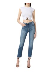 Jeans slim confort délavé poche broderie Elisabetta Franchi Femme PJ07N 192