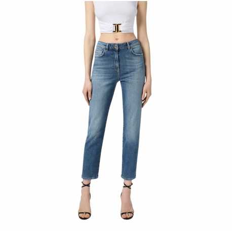 Jeans slim confort délavé poche broderie Elisabetta Franchi Femme PJ07N 192