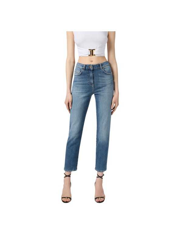 Jeans slim confort délavé poche broderie Elisabetta Franchi Femme PJ07N 192