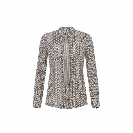 Chemisier viscose Milk print logo noir Elisabetta Franchi Femme CA109 EF1 boutique Strasbourg vêtement mode shirt