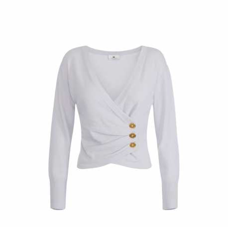 Pull cache cœur boutons gold laine cachemire Elisabetta Franchi femme MK32S EA7