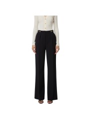 Pantalon large pattes taille Noir Elisabetta Franchi Femme PA099 110 boutique Strasbourg pant mode vêtement woman fashion