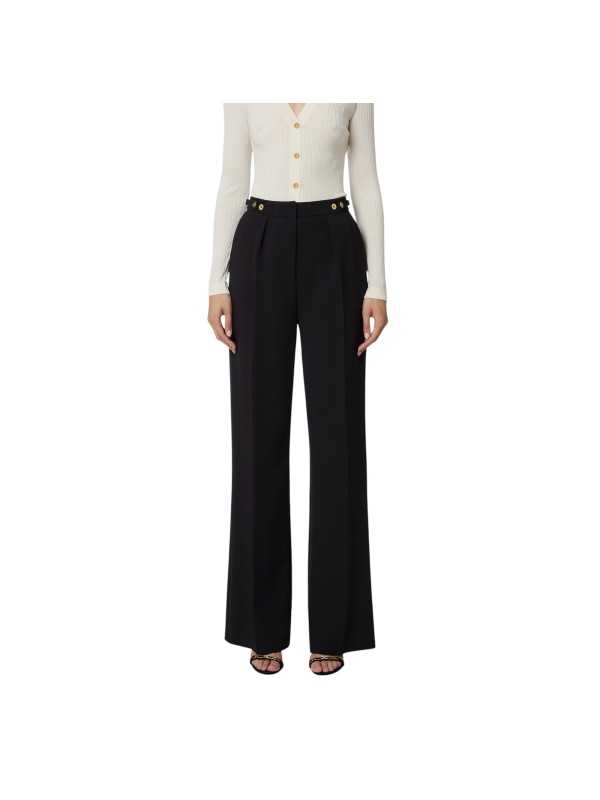 Pantalon large pattes taille Noir Elisabetta Franchi Femme PA099 110 boutique Strasbourg pant mode vêtement woman fashion