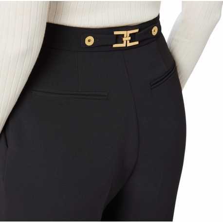 Pantalon large pattes taille Noir Elisabetta Franchi Femme PA099 110 boutique Strasbourg pant mode vêtement woman fashion
