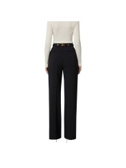 Pantalon large pattes taille Noir Elisabetta Franchi Femme PA099 110 boutique Strasbourg pant mode vêtement woman fashion