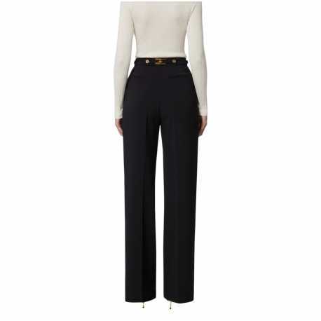 Pantalon large pattes taille Noir Elisabetta Franchi Femme PA099 110 boutique Strasbourg pant mode vêtement woman fashion