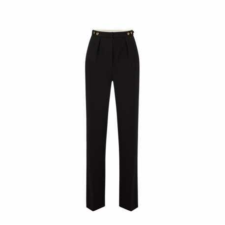 Pantalon large pattes taille Noir Elisabetta Franchi Femme PA099 110 boutique Strasbourg pant mode vêtement woman fashion