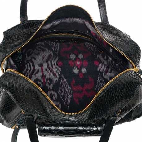 Sac Juno multi poches zip python noir Claris Virot femme 4169 boutique Strasbourg online bag mode fashion