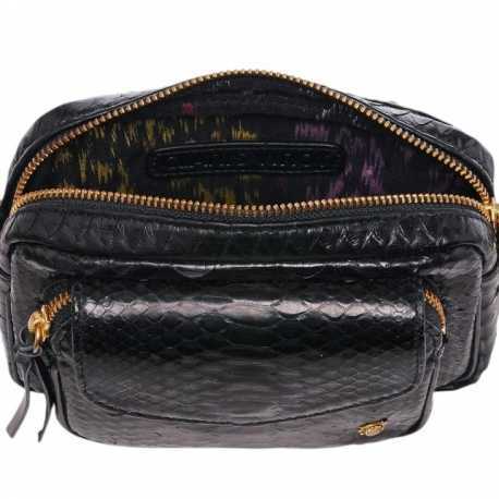 Sac Baby Charly noir python sangle large Tissé Ethnique Claris Virot femme 2545 boutique Strasbourg online bag mode