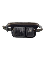 SAC BANANE SUEDE PYTHON NOIR ROMEO 2635 CLARIS VIROT FEMME boutique Strasbourg online bag mode