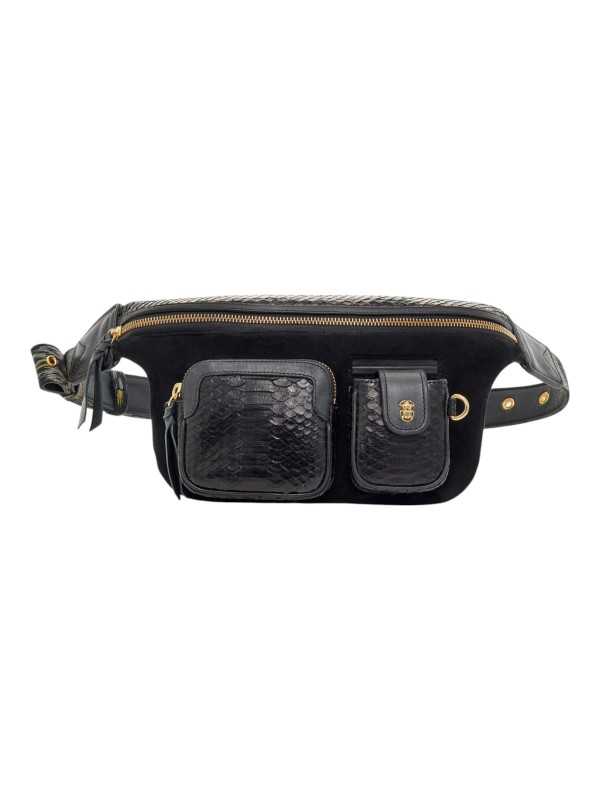 SAC BANANE SUEDE PYTHON NOIR ROMEO 2635 CLARIS VIROT FEMME boutique Strasbourg online bag mode