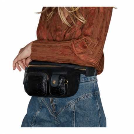 SAC BANANE SUEDE PYTHON NOIR ROMEO 2635 CLARIS VIROT FEMME boutique Strasbourg online bag mode