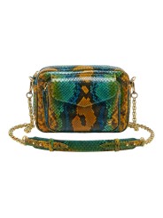 SAC CHARLY PYTHON SAFRAN TURQUOISE CHAINE GOLD LOTUS 4088 CLARIS VIROT FEMME boutique Strasbourg online bag mode