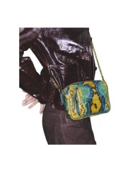SAC CHARLY PYTHON SAFRAN TURQUOISE CHAINE GOLD LOTUS 4088 CLARIS VIROT FEMME boutique Strasbourg online bag mode