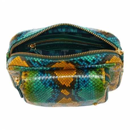 SAC CHARLY PYTHON SAFRAN TURQUOISE CHAINE GOLD LOTUS 4088 CLARIS VIROT FEMME boutique Strasbourg online bag mode