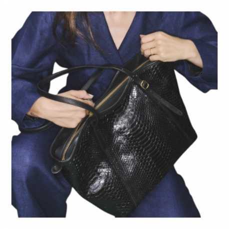 SAC CABAS PYTHON NOIR INDIA 4121 CLARIS VIROT FEMME boutique Strasbourg online bag mode