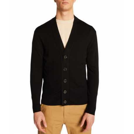 GILET MERINOS COL COTELE DOS EUGENE NOIR 622628 9010 MONTAGUT HOMME boutique Strasbourg vêtement mode fashion man