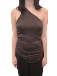 Débardeur 1 épaule viscose choco raisin One Shoulder Tank Rick Owens Femme LI02E 3105 RV 54 Strasourg fashion store mode
