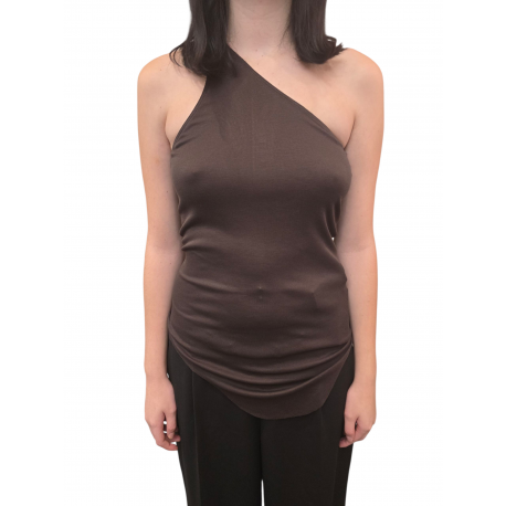 Débardeur 1 épaule viscose choco raisin One Shoulder Tank Rick Owens Femme LI02E 3105 RV 54 Strasourg fashion store mode