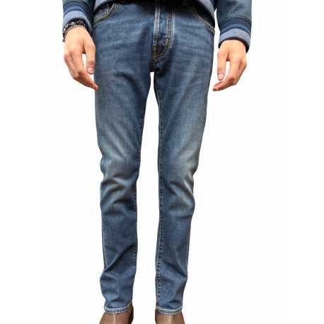  Jeans délavé jacron course Cortina bouton Duomo Jacob Cohen homm Bard S4213 V1 200D boutique Strasbourg vêtement fashion