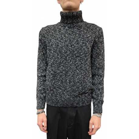 Pull col roulé chiné noir blanc Ungaro homme U0318D M5201 80 boutique shop online mode Strasbourg vêtement fashion