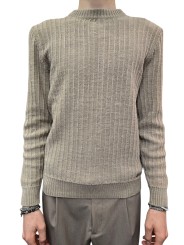 Pull col rond sable côtelé viscose laine alpaga Ungaro homme U0314 M5158 18 boutique shop online mode Strasbourg vêtement
