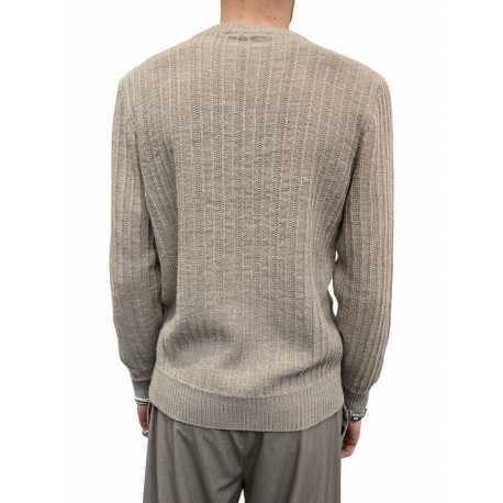 Pull col rond sable côtelé viscose laine alpaga Ungaro homme U0314 M5158 18 boutique shop online mode Strasbourg vêtement