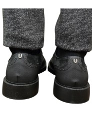 Mocassins double boucle bi matière noir suède cuir gravé Ungaro homme 30215 A boutique shop mode Strasbourg vêtement
